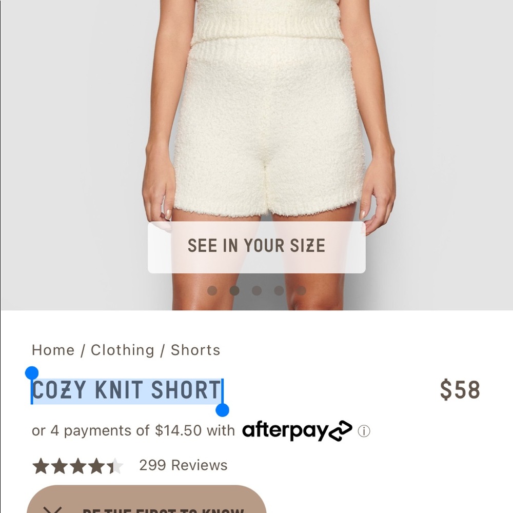 skims COZY KNIT SHORT loungewear
